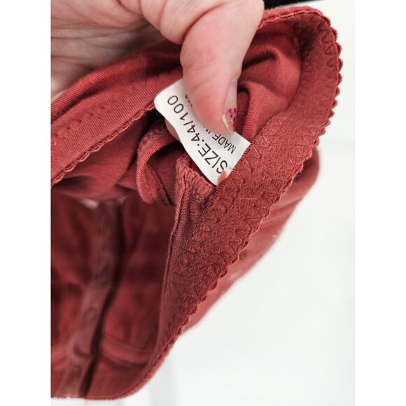 Vintage Y2K Womens Sz XL Bralette Bra Rust Red Floral Snap Front - Picture 4 of 4